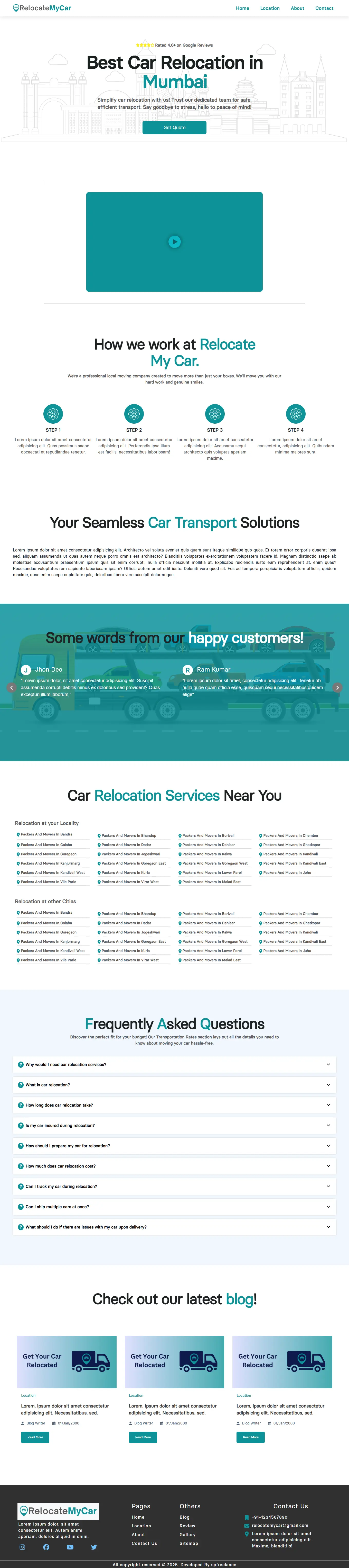 Car Relocation Service Website